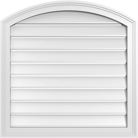 Arch Top Surface Mount PVC Gable Vent: Non-Functional, W/2W X 1-1/2P Brickmould Frame, 26W X 42H